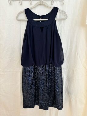 Scarlett Navy Sleeveless Keyhole Cocktail Dress